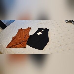 2 Crop Top open edit High Neck Sleeveless Women's xxs Black beyond yoga top xs